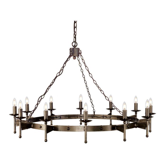 Elstead Lighting Cromwell 12-Light Old Bronze Wagon Wheel Chandelier