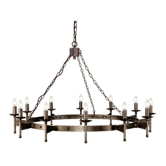 Elstead Lighting Cromwell 12-Light Old Bronze Wagon Wheel Chandelier