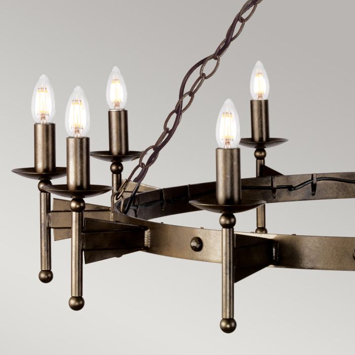 Elstead Lighting Cromwell 12-Light Old Bronze Wagon Wheel Chandelier