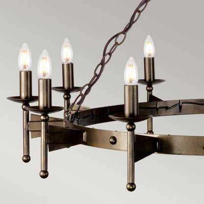 Elstead Lighting Cromwell 12-Light Old Bronze Wagon Wheel Chandelier