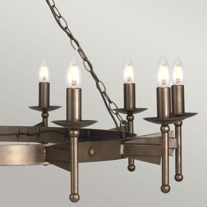 Elstead Lighting Cromwell 18-Light Old Bronze Wagon Wheel Chandelier