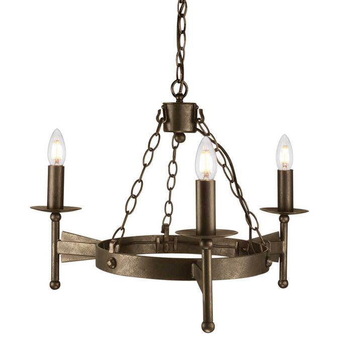 Elstead Lighting Cromwell 3-Light Old Bronze Wagon Wheel Chandelier