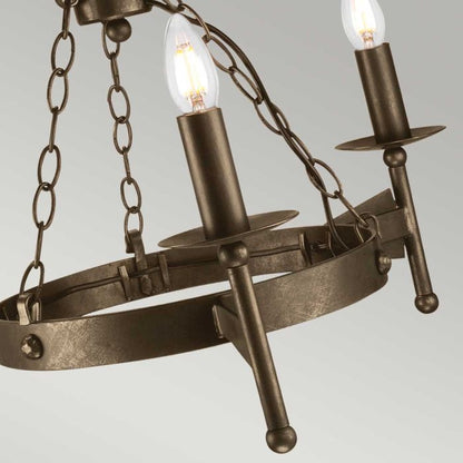 Elstead Lighting Cromwell 3-Light Old Bronze Wagon Wheel Chandelier
