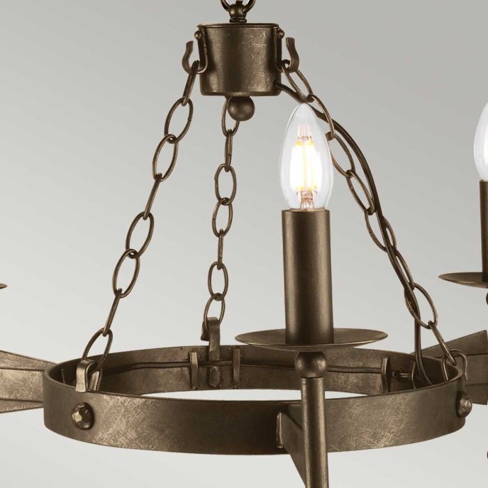Elstead Lighting Cromwell 3-Light Old Bronze Wagon Wheel Chandelier