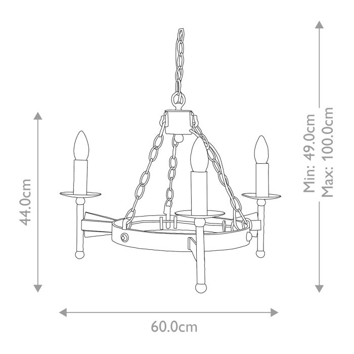 Elstead Lighting Cromwell 3-Light Old Bronze Wagon Wheel Chandelier