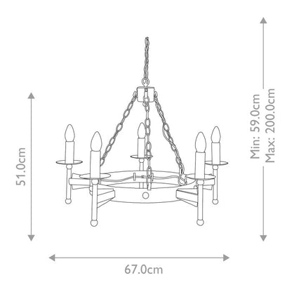 Elstead Lighting Cromwell 5-Light Old Bronze Wagon Wheel Chandelier