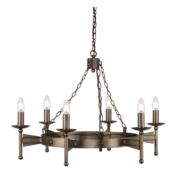 Elstead Lighting Cromwell 6-Light Old Bronze Wagon Wheel Chandelier