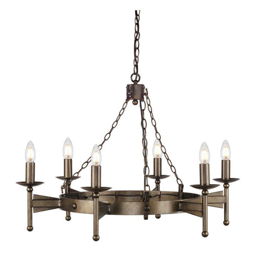 Elstead Lighting Cromwell 6-Light Old Bronze Wagon Wheel Chandelier