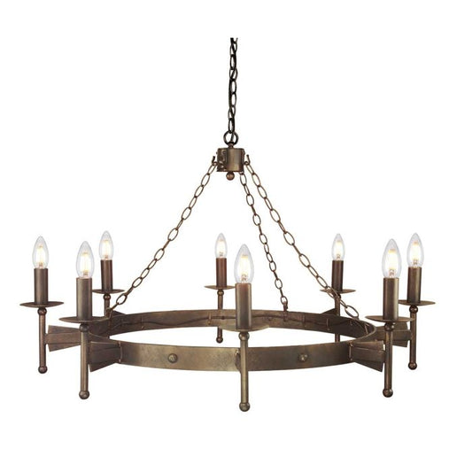 Elstead Lighting Cromwell 8-Light Old Bronze Wagon Wheel Chandelier