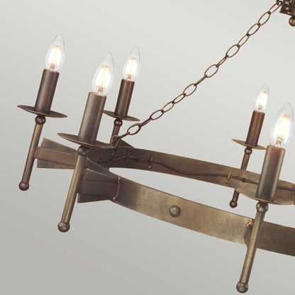 Elstead Lighting Cromwell 8-Light Old Bronze Wagon Wheel Chandelier