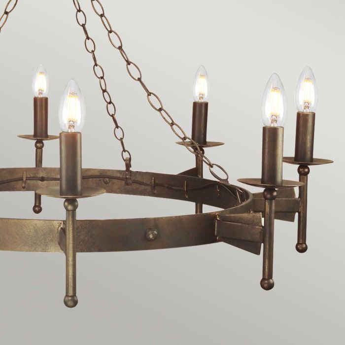 Elstead Lighting Cromwell 8-Light Old Bronze Wagon Wheel Chandelier