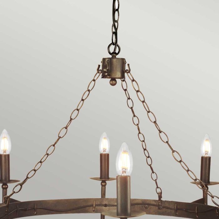 Elstead Lighting Cromwell 8-Light Old Bronze Wagon Wheel Chandelier