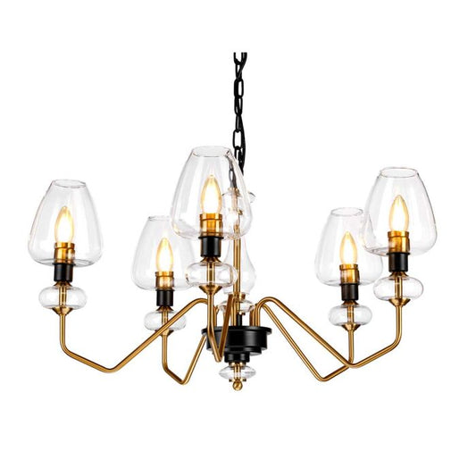 Elstead Lighting Armand 5-Light Aged Brass & Charcoal Black Glass Chandelier