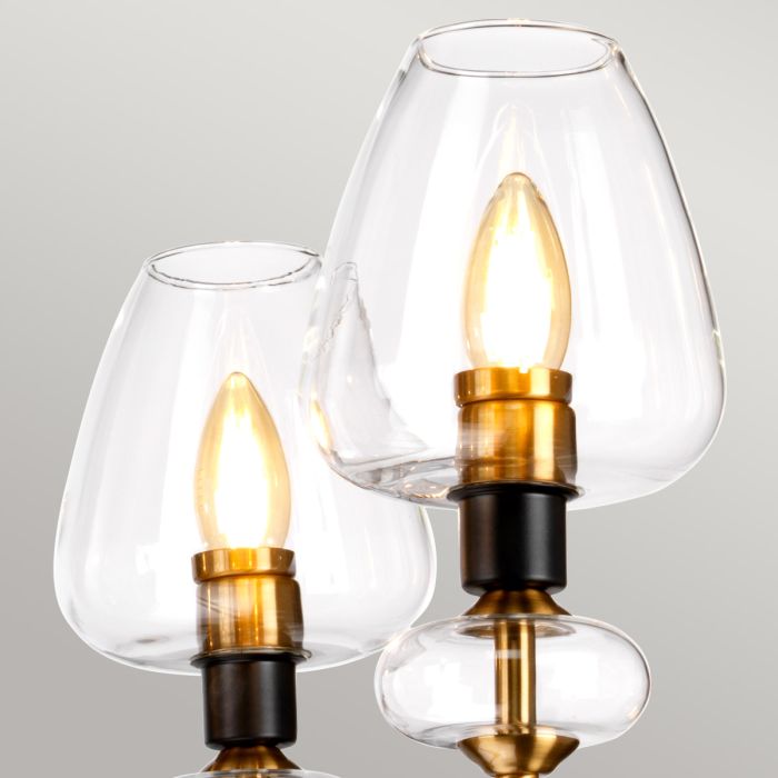 Elstead Lighting Armand 5-Light Aged Brass & Charcoal Black Glass Chandelier