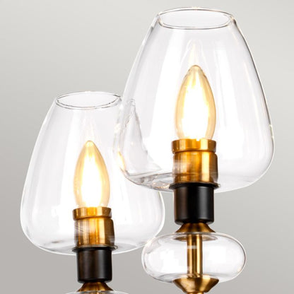 Elstead Lighting Armand 5-Light Aged Brass & Charcoal Black Glass Chandelier