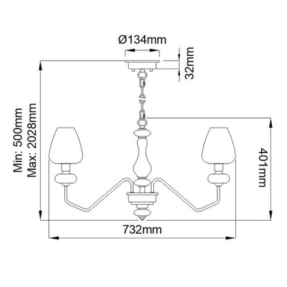 Elstead Lighting Armand 5-Light Aged Brass & Charcoal Black Glass Chandelier