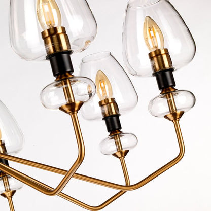 Elstead Lighting Armand 8-Light Aged Brass & Charcoal Black Glass Chandelier