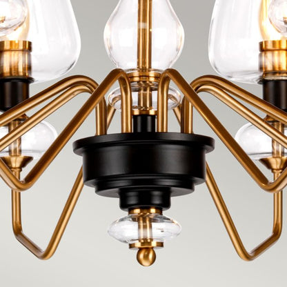 Elstead Lighting Armand 8-Light Aged Brass & Charcoal Black Glass Chandelier