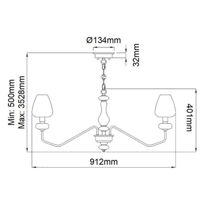 Elstead Lighting Armand 8-Light Aged Brass & Charcoal Black Glass Chandelier
