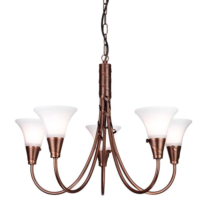 Elstead Lighting Emily 5-Light Copper Patina Glass Chandelier