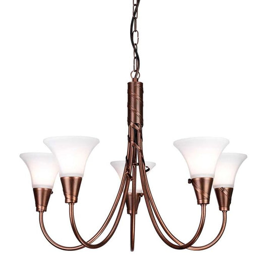 Elstead Lighting Emily 5-Light Copper Patina Glass Chandelier