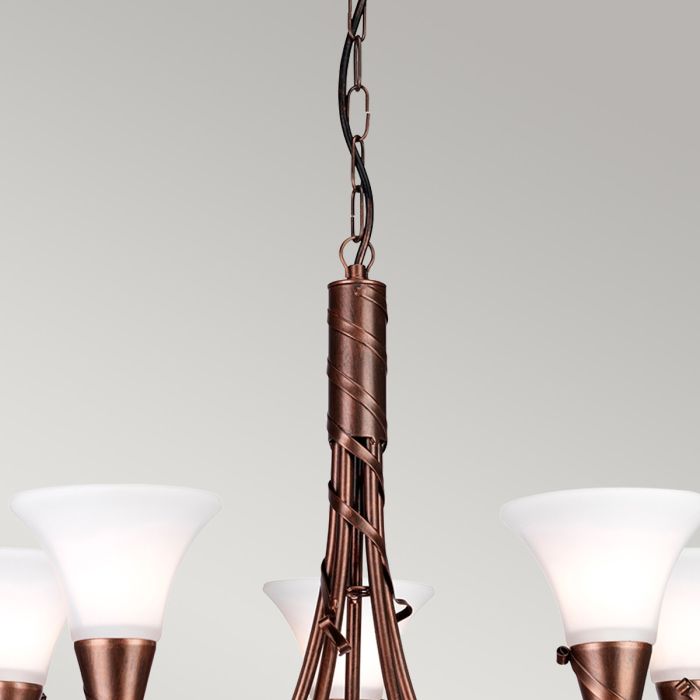 Elstead Lighting Emily 5-Light Copper Patina Glass Chandelier