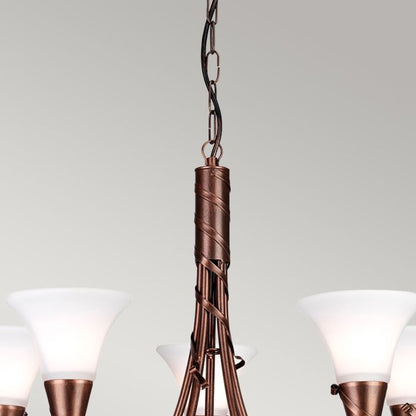 Elstead Lighting Emily 5-Light Copper Patina Glass Chandelier