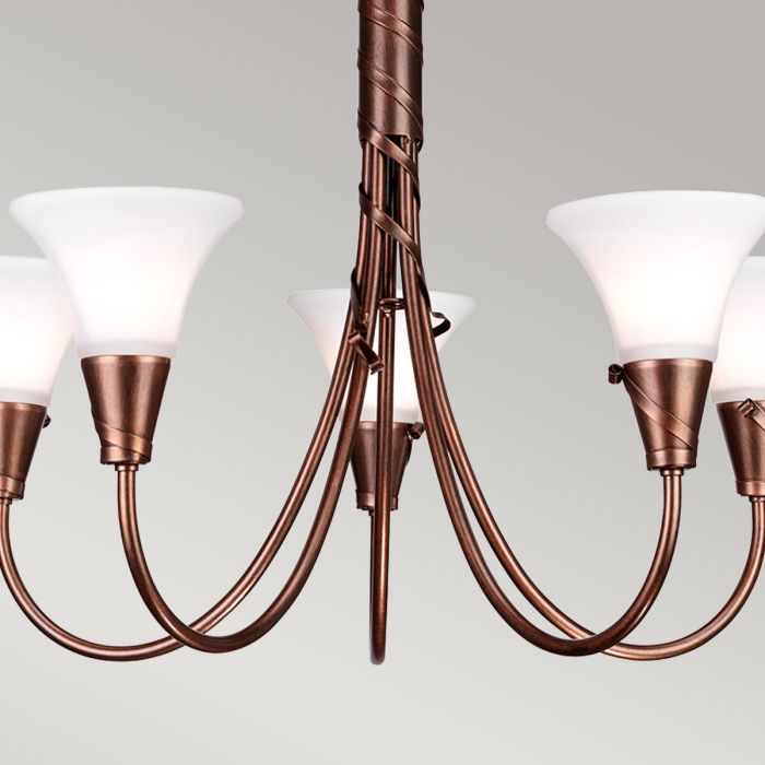 Elstead Lighting Emily 5-Light Copper Patina Glass Chandelier