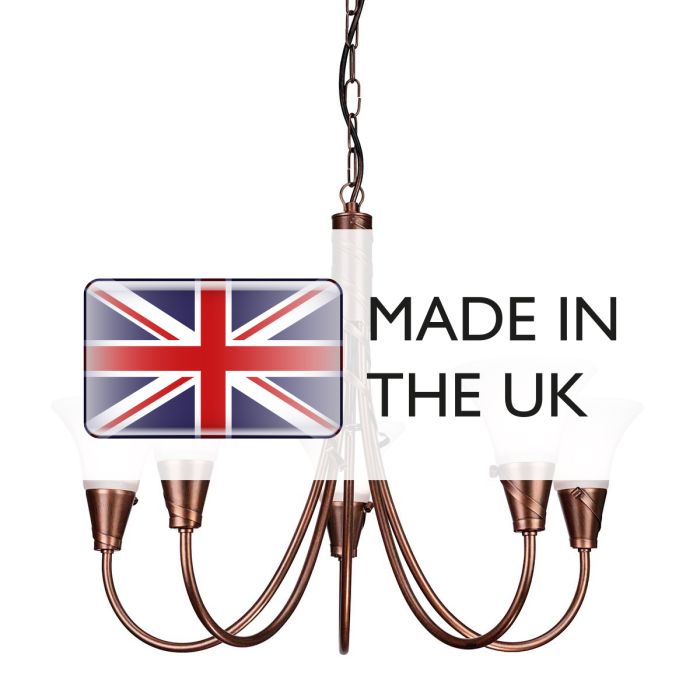 Elstead Lighting Emily 5-Light Copper Patina Glass Chandelier
