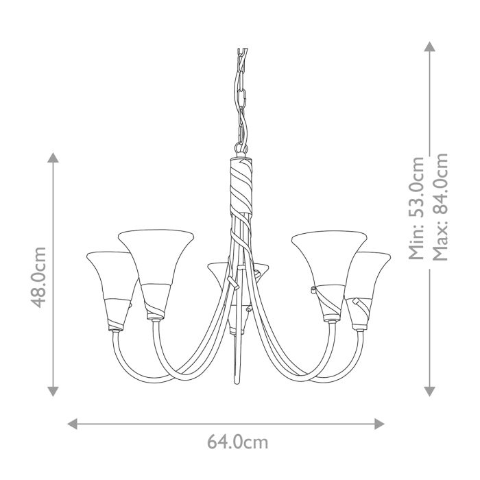 Elstead Lighting Emily 5-Light Copper Patina Glass Chandelier