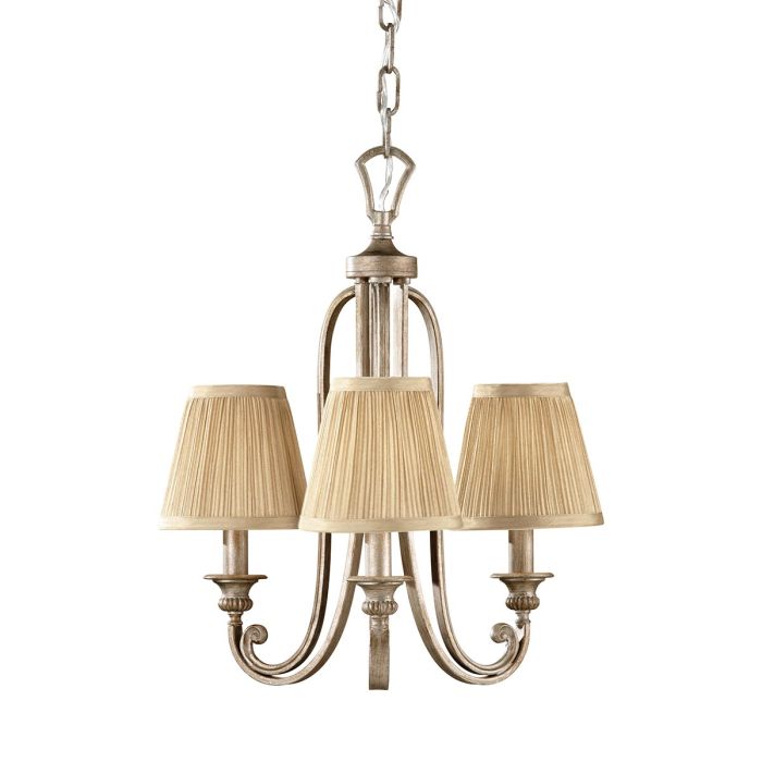 Generation Lighting (Feiss) Abbey 3-Light Silver Sand Candle Chandelier with Pleated Shades