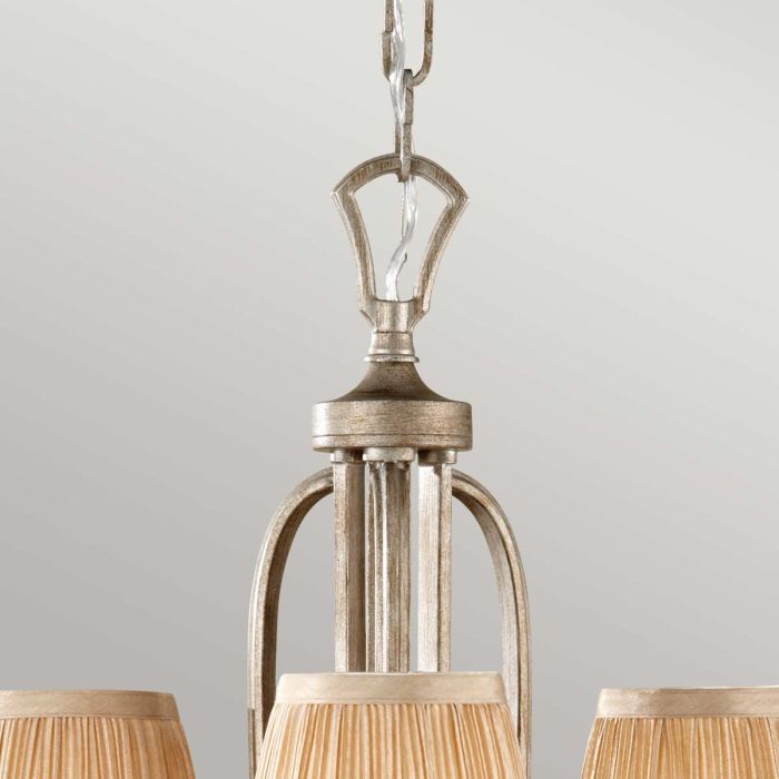 Generation Lighting (Feiss) Abbey 3-Light Silver Sand Candle Chandelier with Pleated Shades