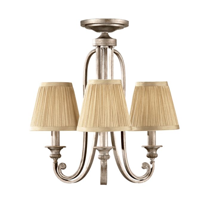 Generation Lighting (Feiss) Abbey 3-Light Silver Sand Candle Chandelier with Pleated Shades