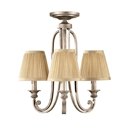 Generation Lighting (Feiss) Abbey 3-Light Silver Sand Candle Chandelier with Pleated Shades