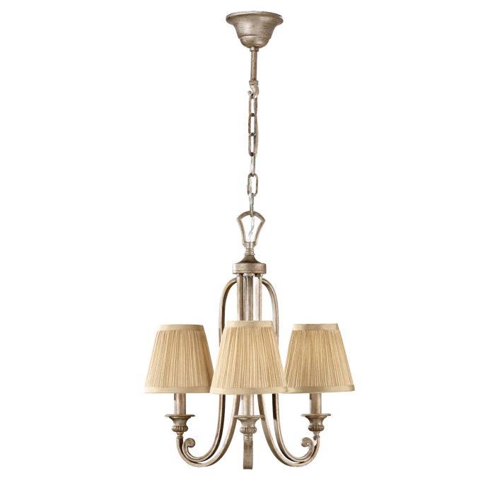 Generation Lighting (Feiss) Abbey 3-Light Silver Sand Candle Chandelier with Pleated Shades
