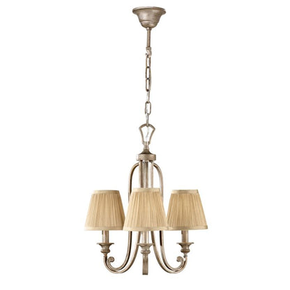 Generation Lighting (Feiss) Abbey 3-Light Silver Sand Candle Chandelier with Pleated Shades