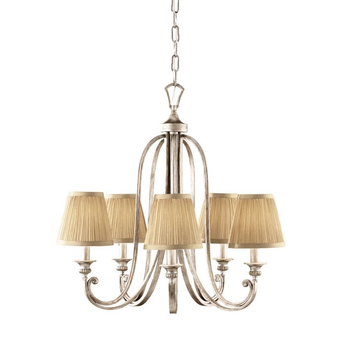 Generation Lighting (Feiss) Abbey 5-Light Silver Sand Candle Chandelier with Pleated Shades