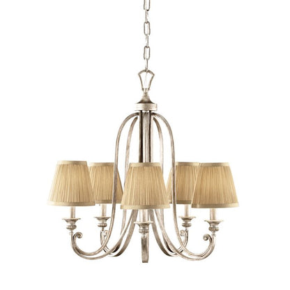Generation Lighting (Feiss) Abbey 5-Light Silver Sand Candle Chandelier with Pleated Shades