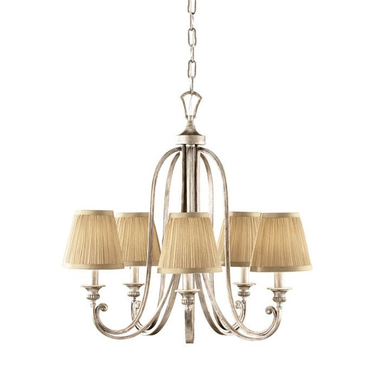 Generation Lighting (Feiss) Abbey 5-Light Silver Sand Candle Chandelier with Pleated Shades