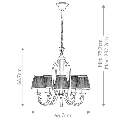 Generation Lighting (Feiss) Abbey 5-Light Silver Sand Candle Chandelier with Pleated Shades