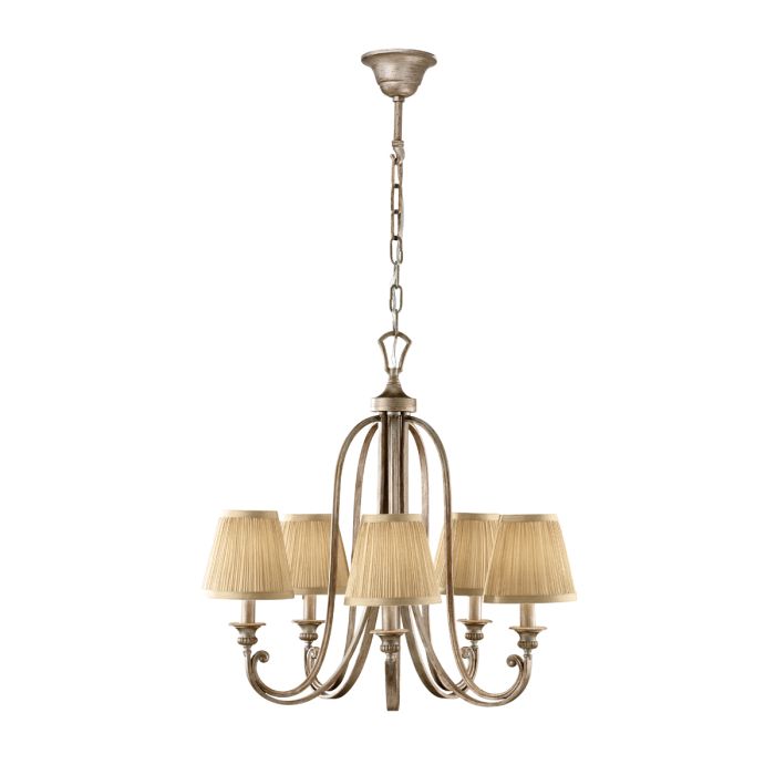 Generation Lighting (Feiss) Abbey 5-Light Silver Sand Candle Chandelier with Pleated Shades