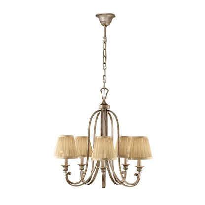 Generation Lighting (Feiss) Abbey 5-Light Silver Sand Candle Chandelier with Pleated Shades
