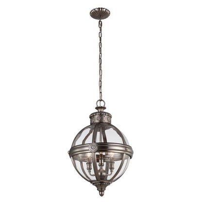 Generation Lighting (Feiss) Adams 3-Light Antique Nickel Globe Pendant Chandelier