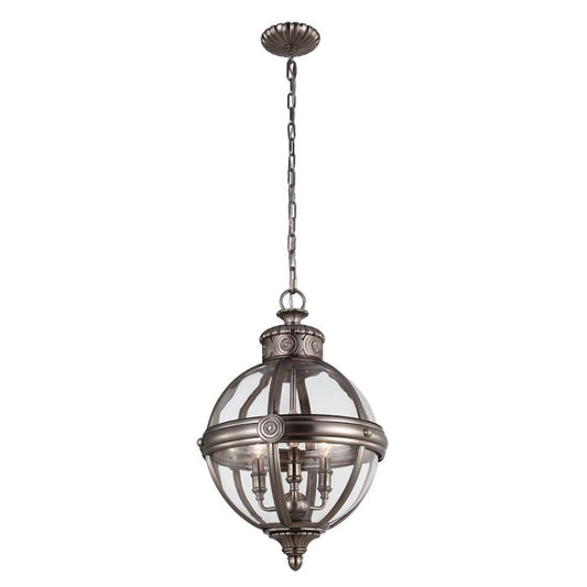 Generation Lighting (Feiss) Adams 3-Light Antique Nickel Globe Pendant Chandelier