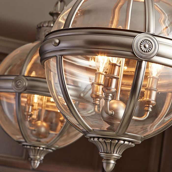 Generation Lighting (Feiss) Adams 3-Light Antique Nickel Globe Pendant Chandelier