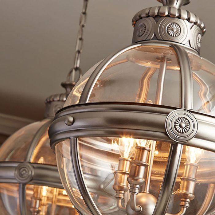 Generation Lighting (Feiss) Adams 3-Light Antique Nickel Globe Pendant Chandelier