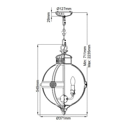 Generation Lighting (Feiss) Adams 3-Light Antique Nickel Globe Pendant Chandelier