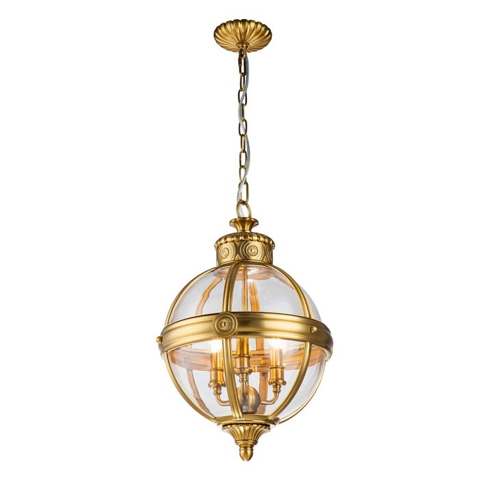 Generation Lighting (Feiss) Adams 3-Light Burnished Brass Globe Pendant Chandelier