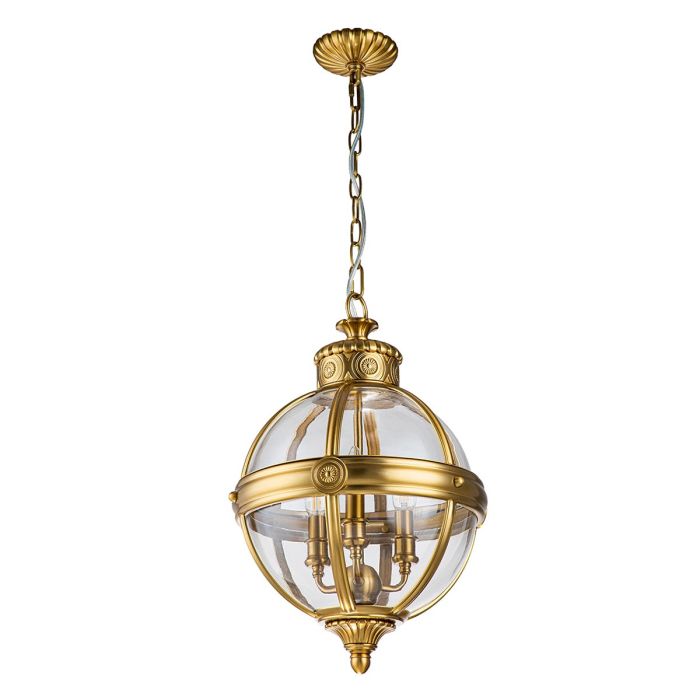 Generation Lighting (Feiss) Adams 3-Light Burnished Brass Globe Pendant Chandelier