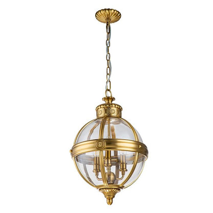 Generation Lighting (Feiss) Adams 3-Light Burnished Brass Globe Pendant Chandelier